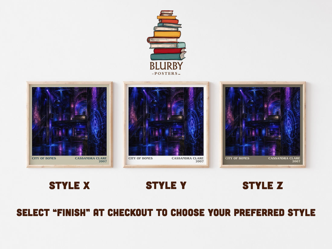 City of Bones literary print in frame leaning in hallway – young adult wall art (mockup)
