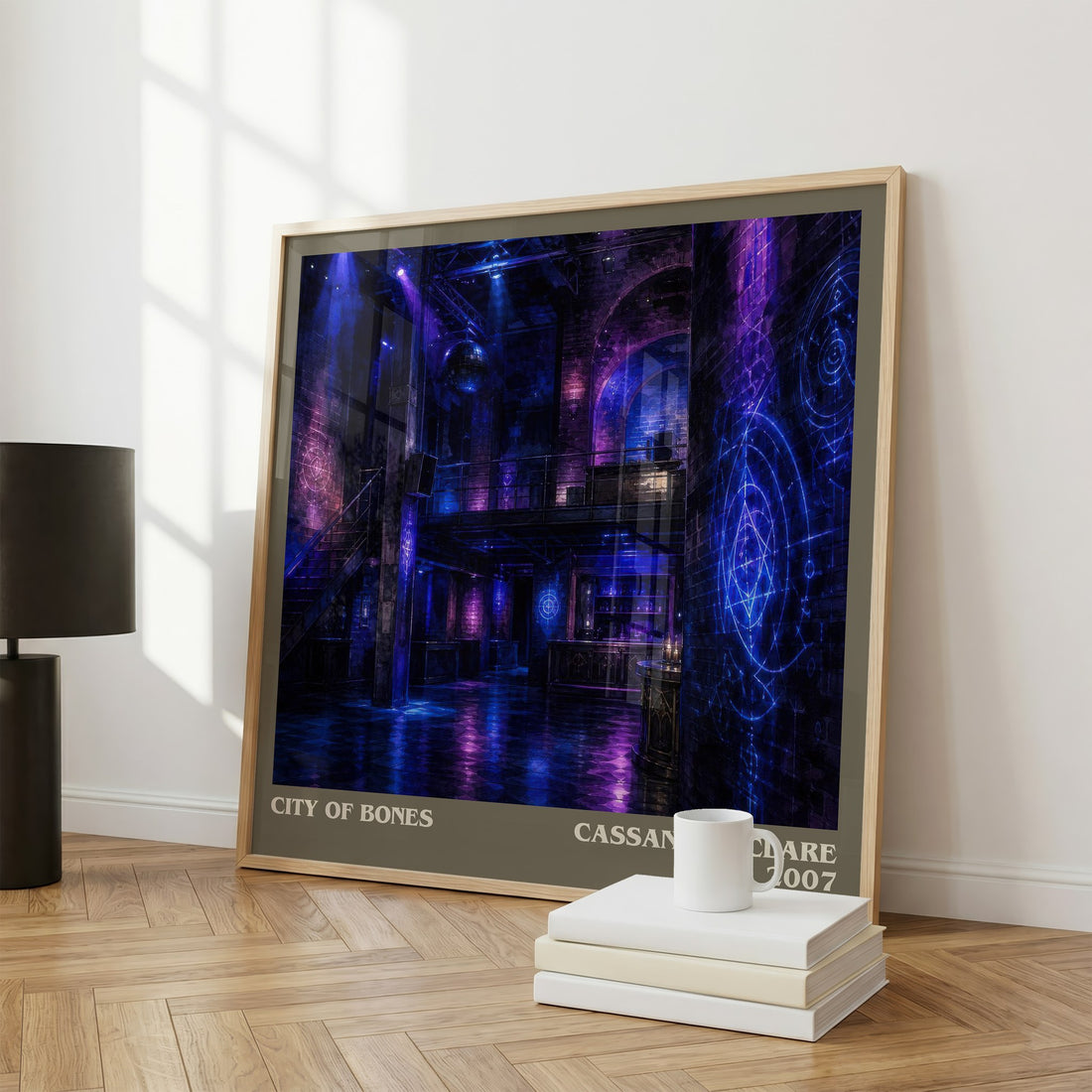 City of Bones literary print framed by window – literary home decor