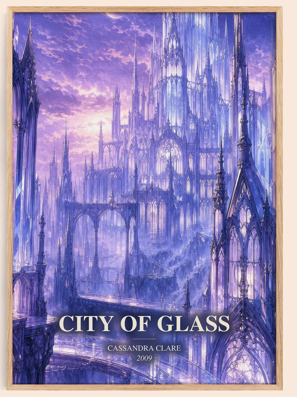 City of Glass watercolour book poster by Cassandra Clare – framed literary art print
