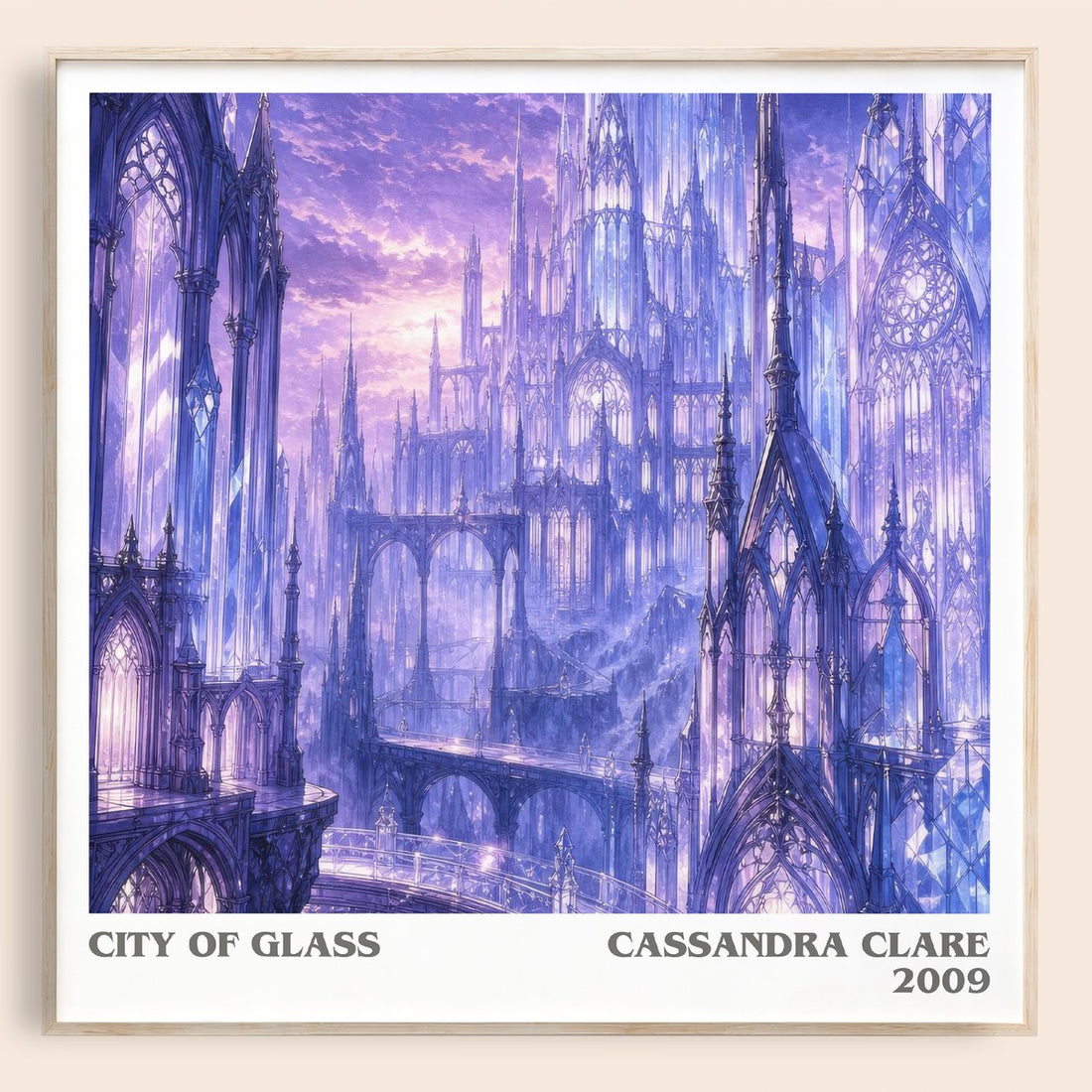 City of Glass literary book poster by Cassandra Clare – framed literary art print
