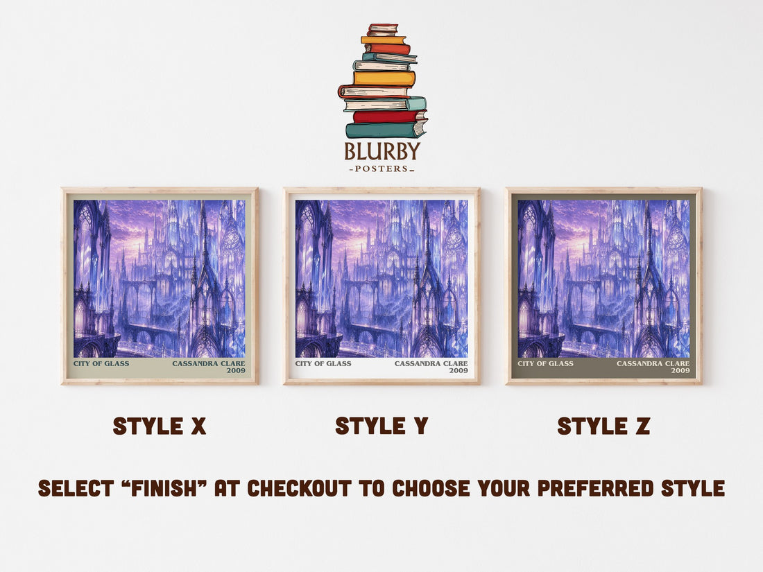 City of Glass literary print in frame leaning in hallway – young adult wall art (mockup)