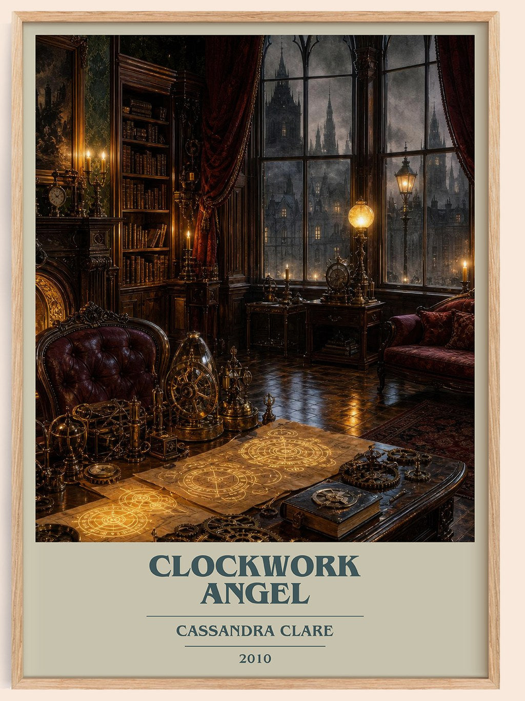 Clockwork Angel book cover book poster by Cassandra Clare – framed literary art print