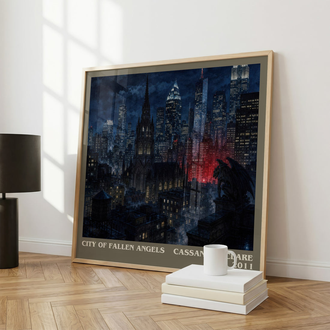 City of Fallen Angels literary print framed by window – literary home decor