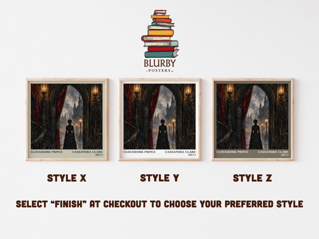 Clockwork Prince literary print in frame leaning in hallway – fantasy wall art (mockup)
