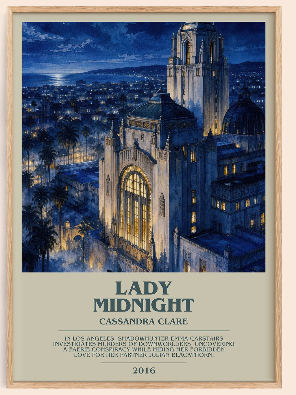 Lady Midnight bookish book poster by Cassandra Clare – framed literary art print