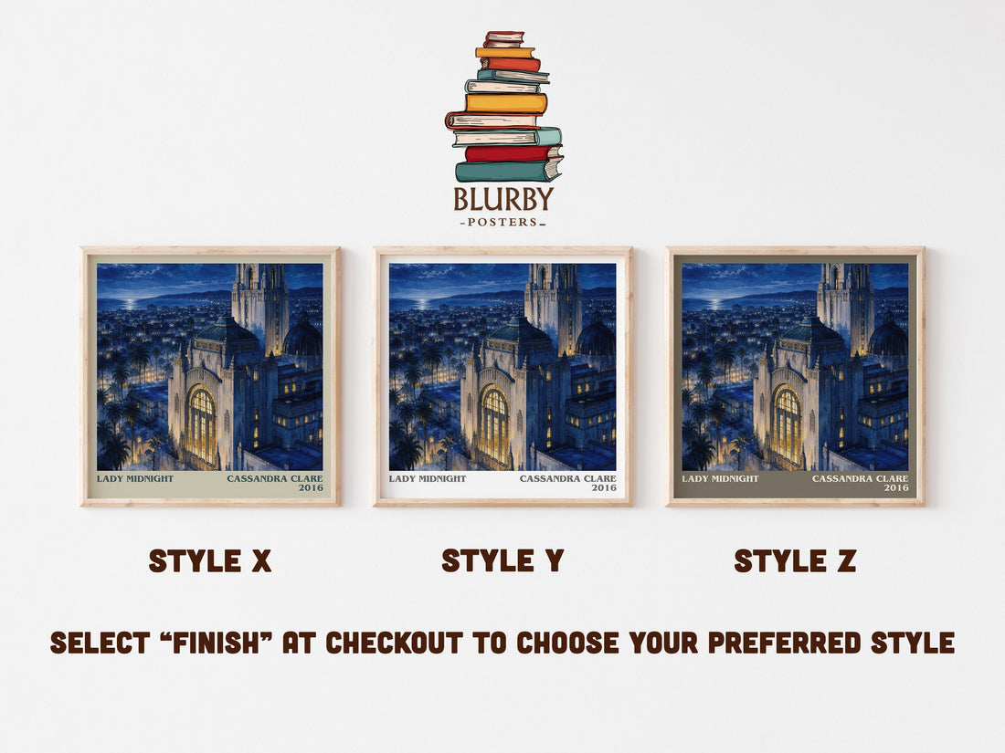Lady Midnight literary print in frame leaning in hallway – fantasy wall art (mockup)