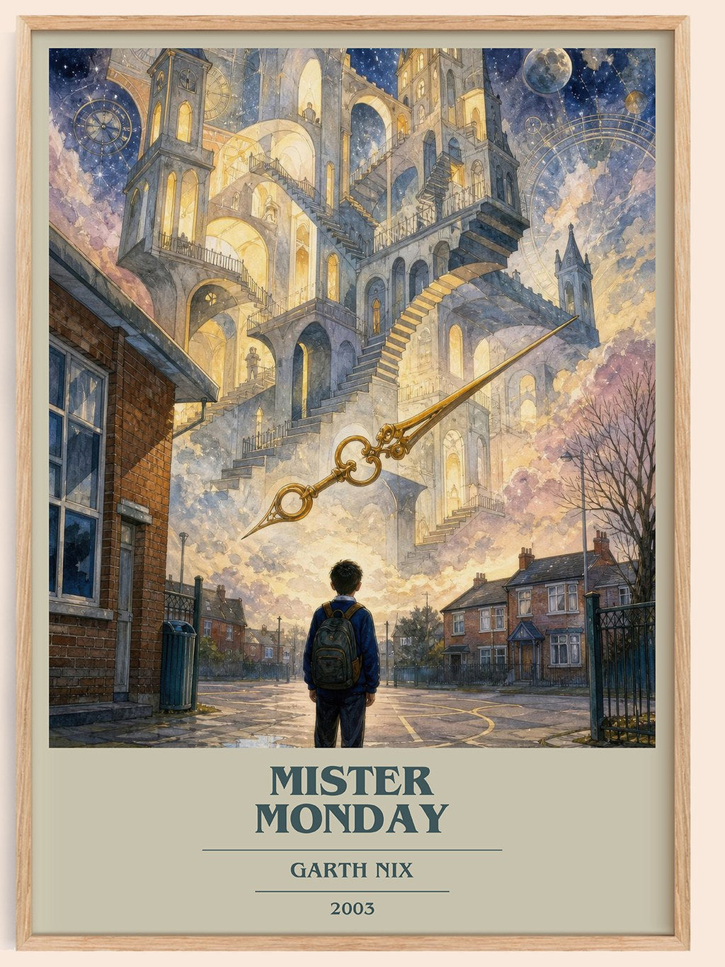 Mister Monday book cover book poster by Garth Nix – framed literary art print