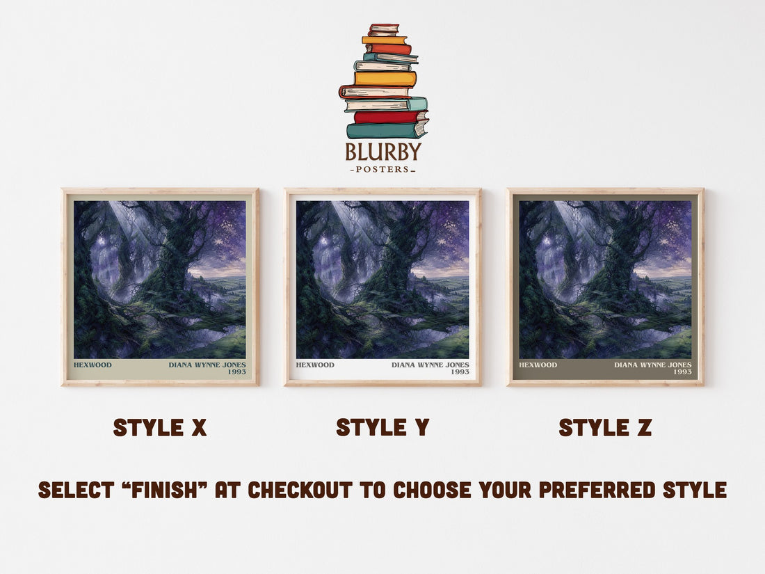 Hexwood literary print in frame leaning in hallway – fantasy wall art (mockup)