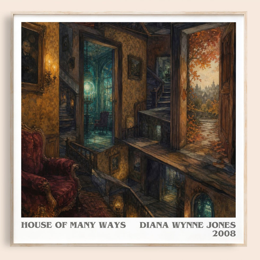 House of Many Ways literary book poster by Diana Wynne Jones – framed literary art print