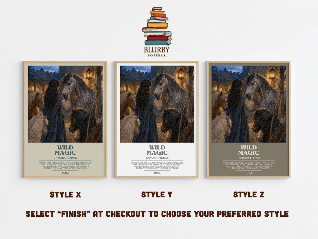 Wild Magic bookish print in frame leaning in hallway – fantasy wall art (mockup)