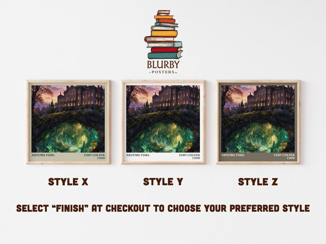 Artemis Fowl literary print in frame leaning in hallway – fantasy wall art (mockup)