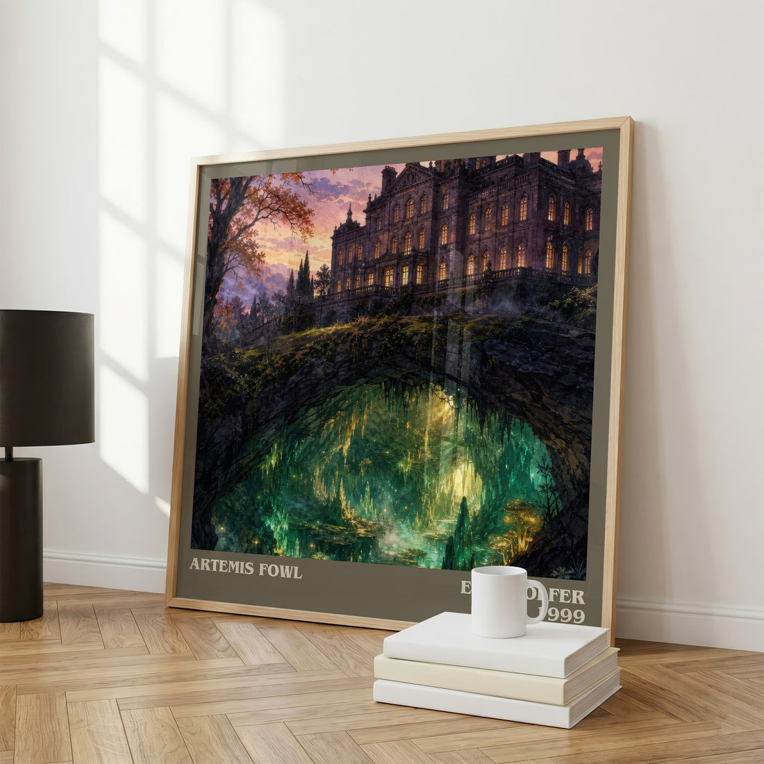 Artemis Fowl literary print framed by window – literary home decor