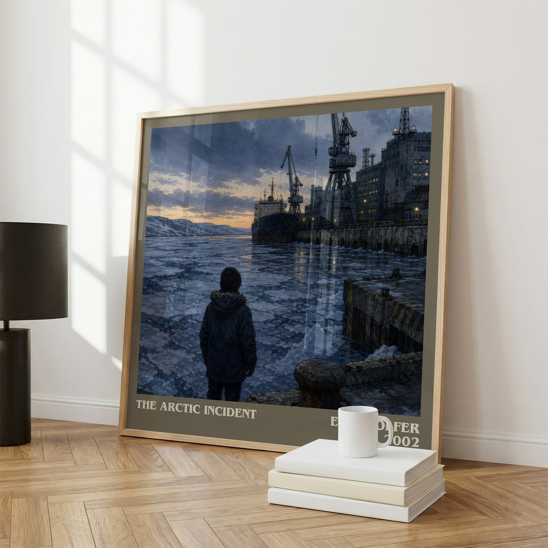 The Arctic Incident literary print framed by window – literary home decor