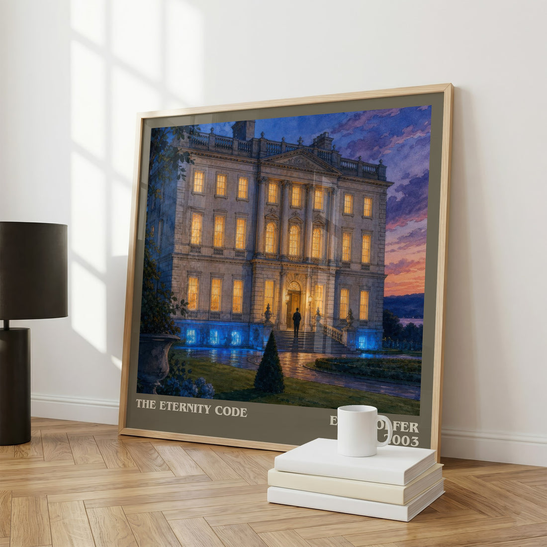 The Eternity Code literary print framed by window – literary home decor