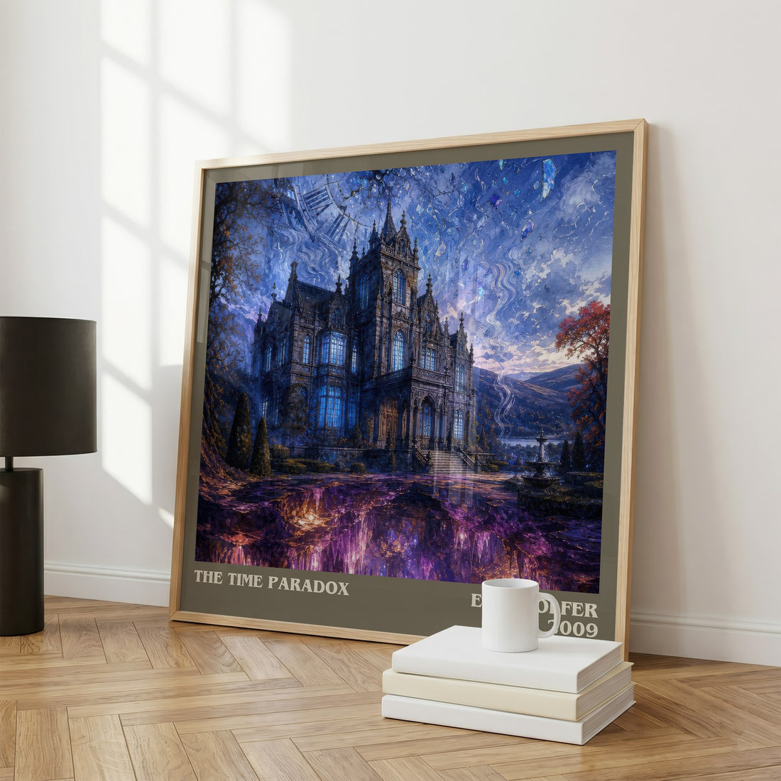 The Time Paradox literary print framed by window – literary home decor