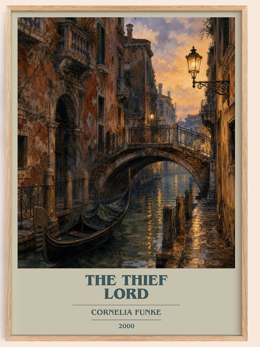 The Thief Lord book cover book poster by Cornelia Funke – framed literary art print