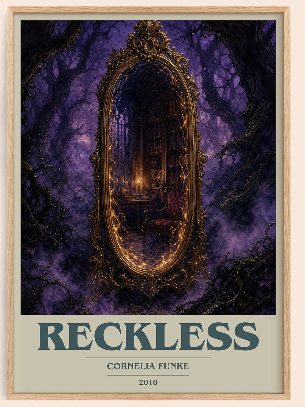 Reckless book cover book poster by Cornelia Funke – framed literary art print