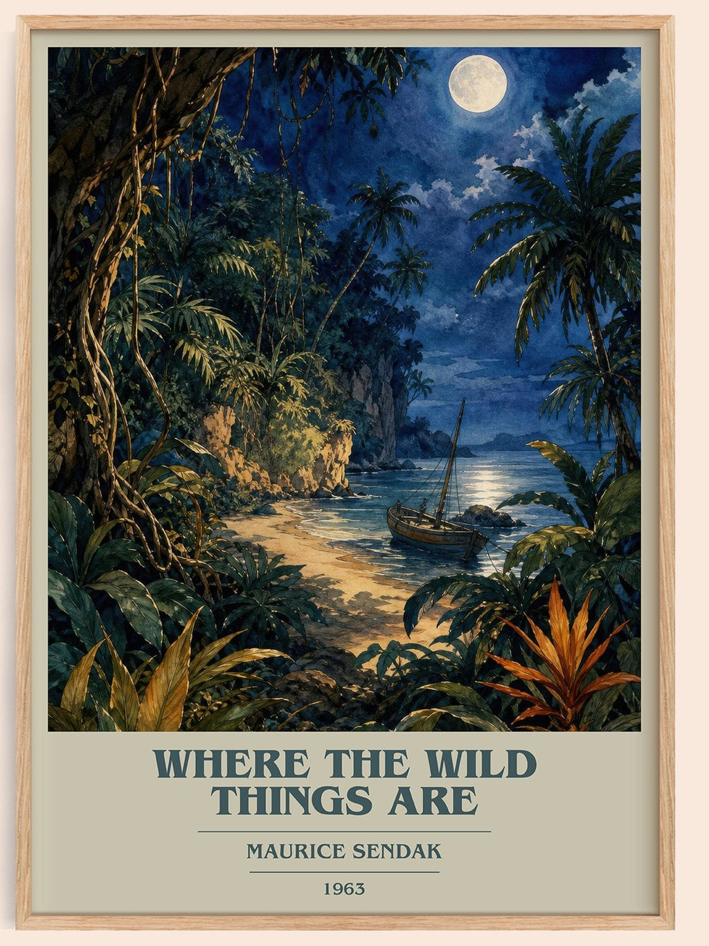 Where the Wild Things Are book cover book poster by Maurice Sendak – framed literary art print