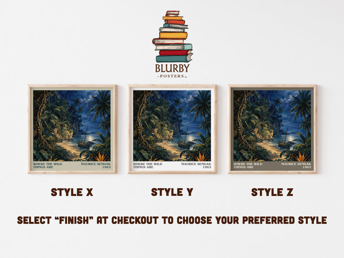 Where the Wild Things Are literary print in frame leaning in hallway – childrens wall art (mockup)