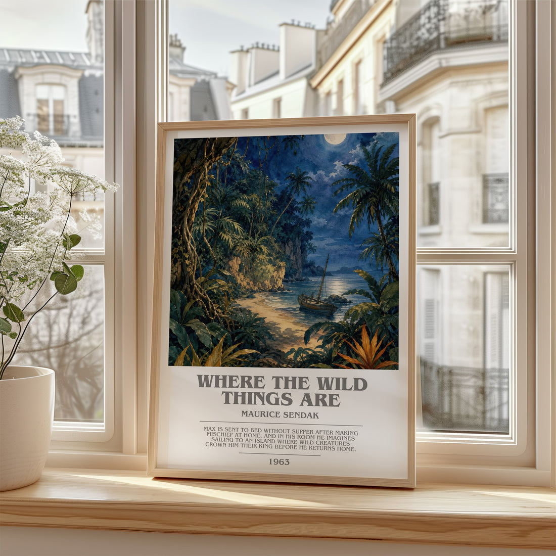 Where the Wild Things Are bookish poster colour and style options – Maurice Sendak book art