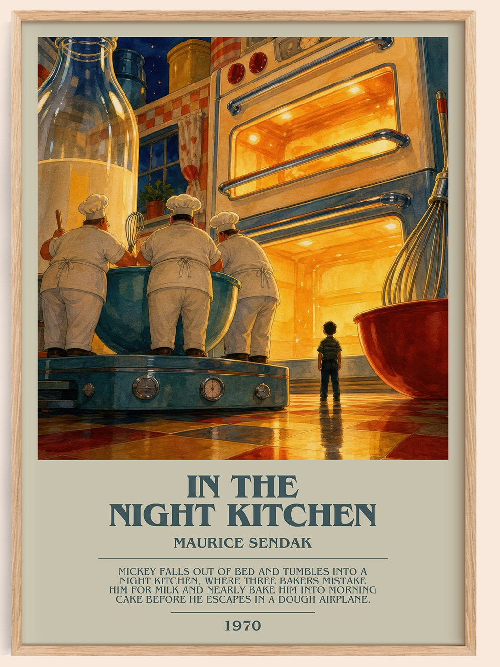 In the Night Kitchen bookish book poster by Maurice Sendak – framed literary art print