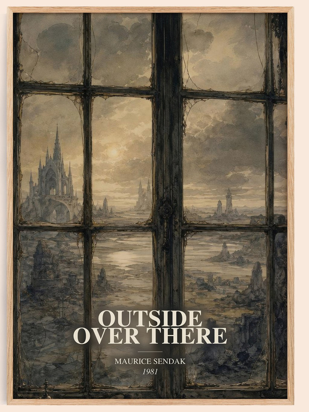 Outside Over There watercolour book poster by Maurice Sendak – framed literary art print
