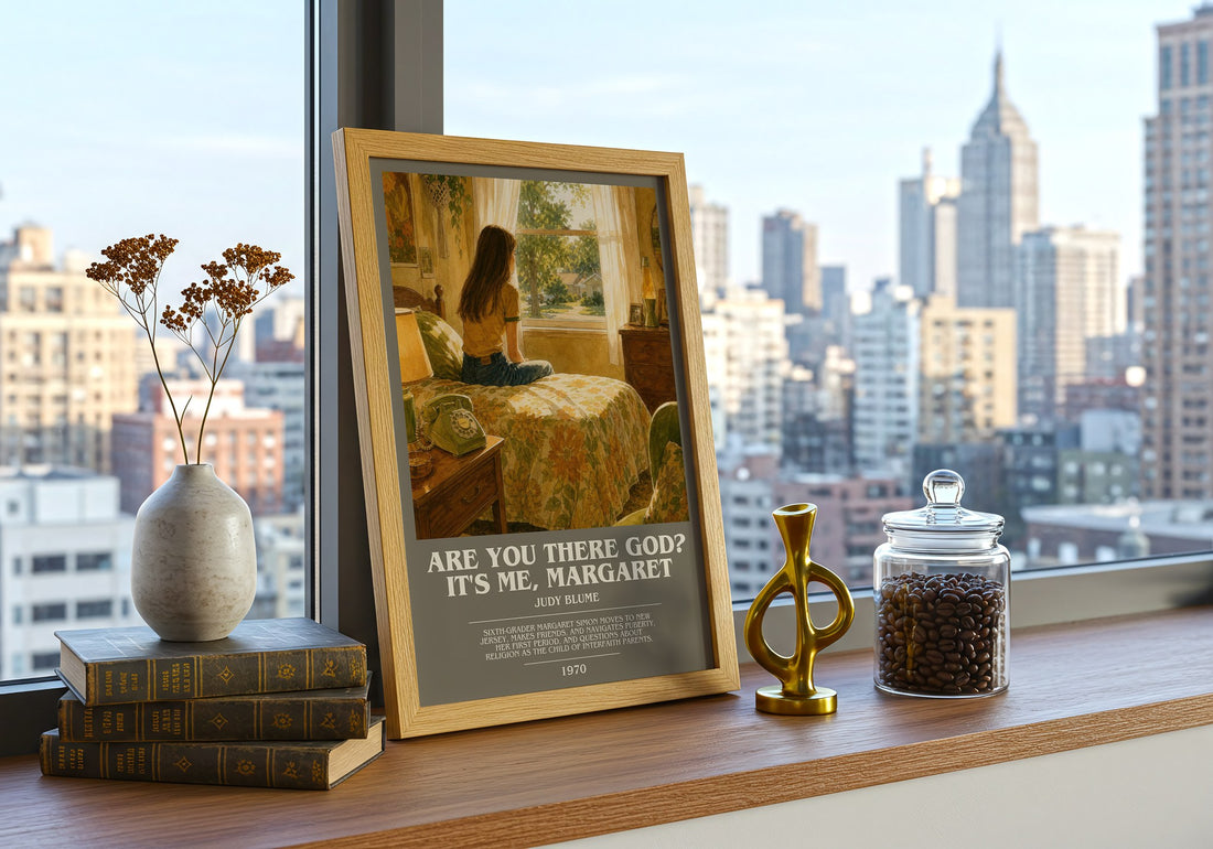 Are You There God? It's Me, Margaret bookish print framed by window – literary home decor