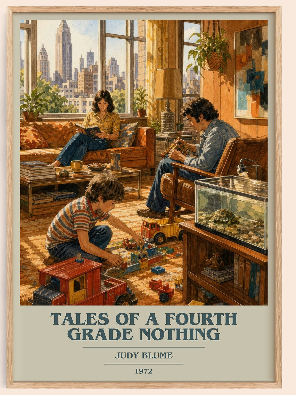 Tales of a Fourth Grade Nothing book cover book poster by Judy Blume – framed literary art print