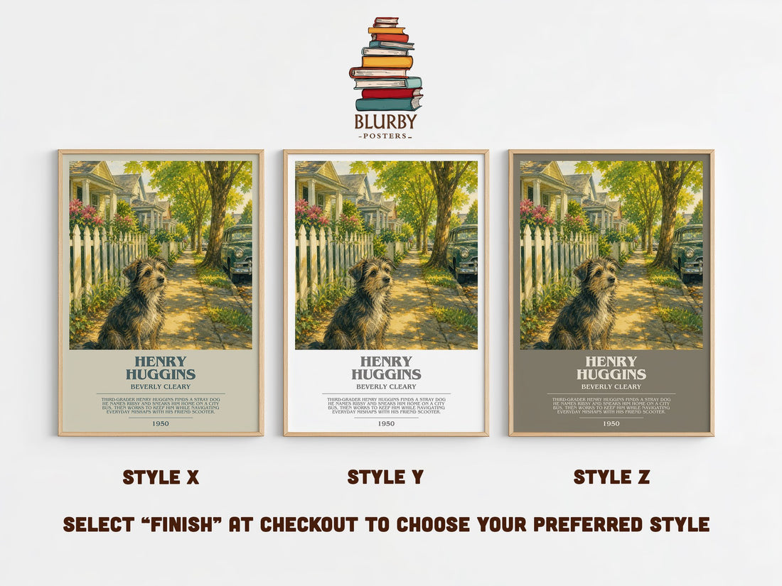 Henry Huggins bookish print in frame leaning in hallway – childrens wall art (mockup)
