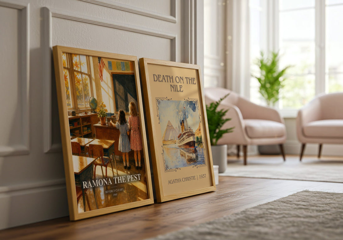 Ramona the Pest watercolour print framed by window – literary home decor
