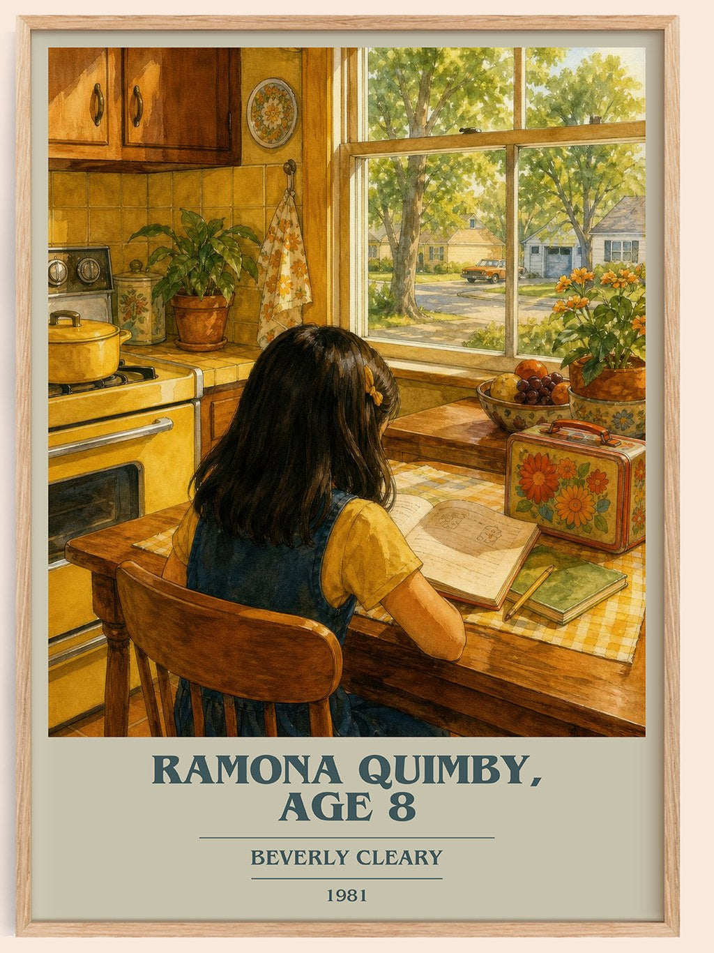 Ramona Quimby, Age 8 book cover book poster by Beverly Cleary – framed literary art print