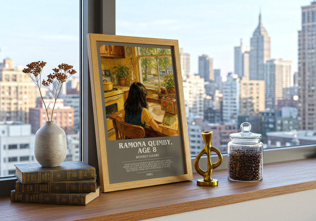 Ramona Quimby, Age 8 bookish print framed by window – literary home decor