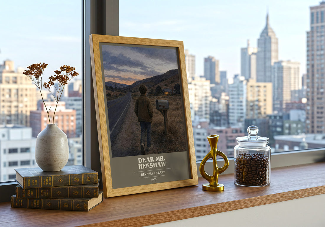 Dear Mr. Henshaw book cover print framed by window – literary home decor