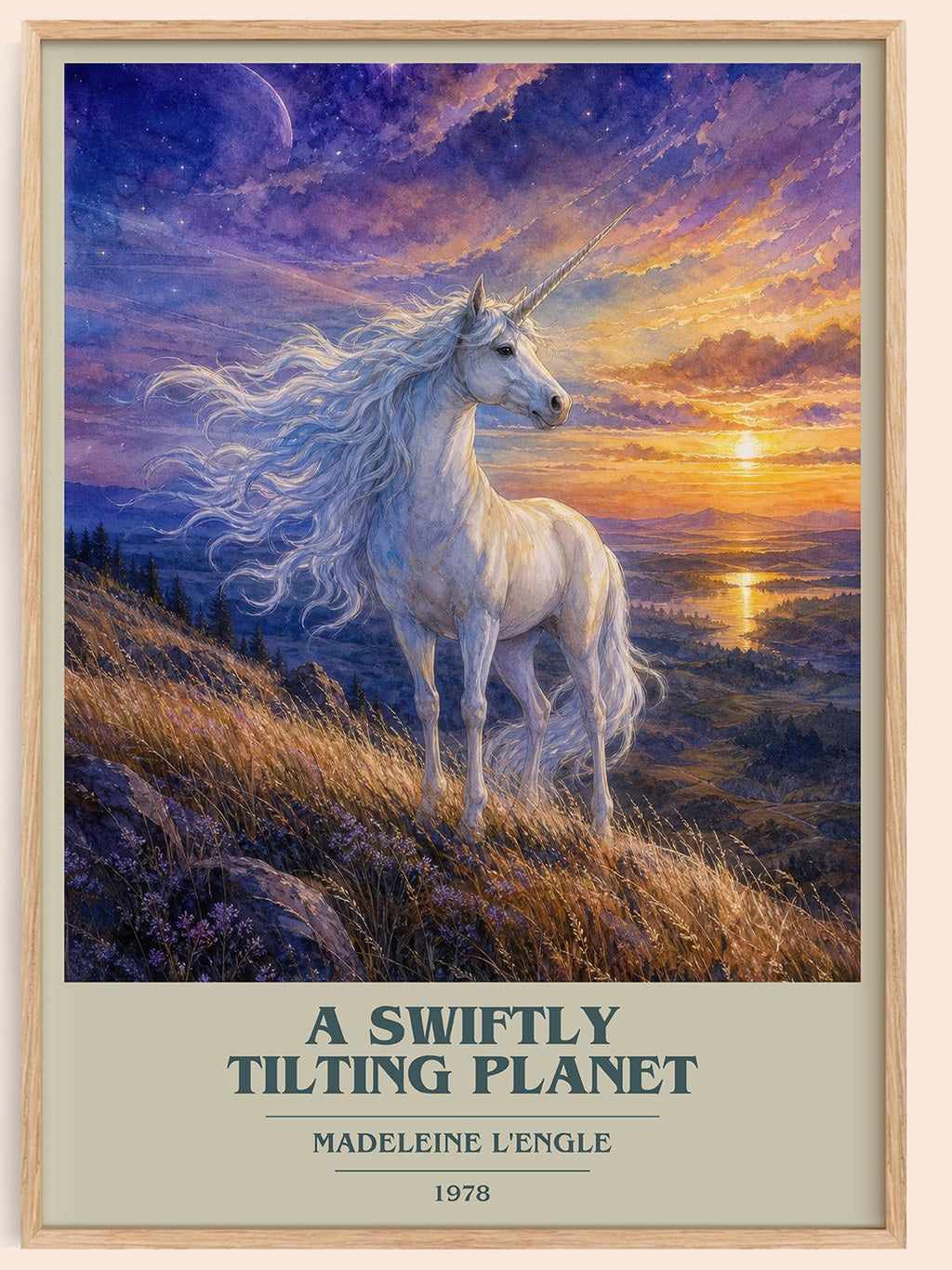 A Swiftly Tilting Planet book cover book poster by Madeleine L'Engle – framed literary art print