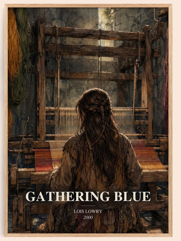 Gathering Blue watercolour book poster by Lois Lowry – framed literary art print