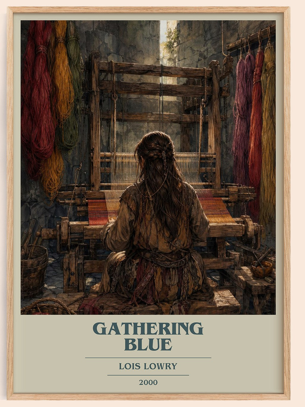 Gathering Blue book cover book poster by Lois Lowry – framed literary art print