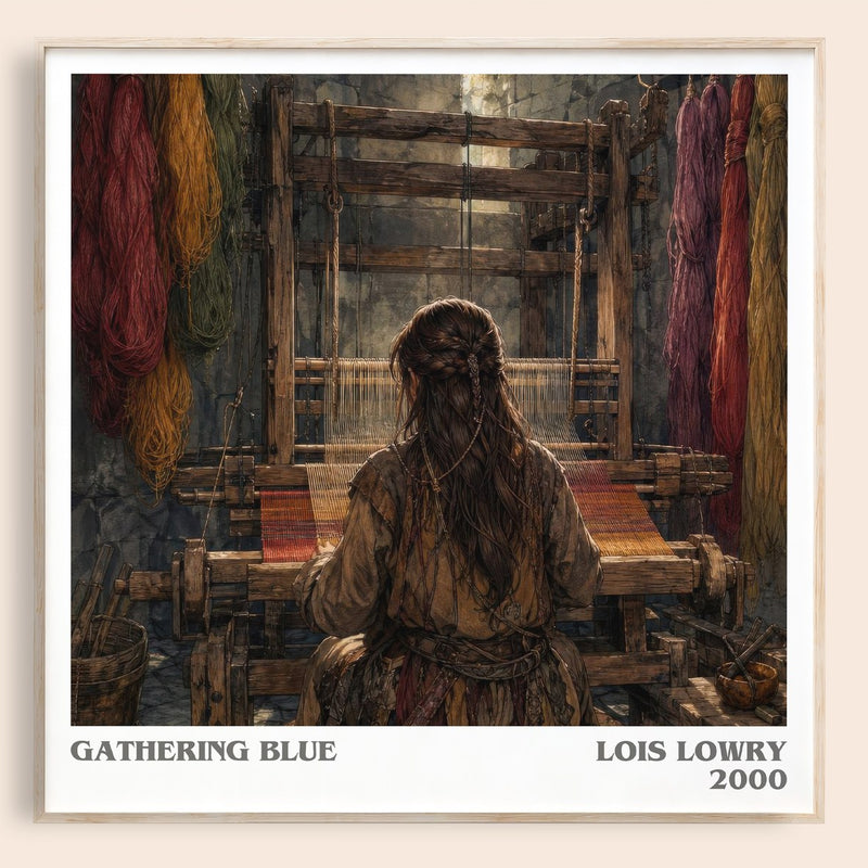 Gathering Blue literary book poster by Lois Lowry – framed literary art print