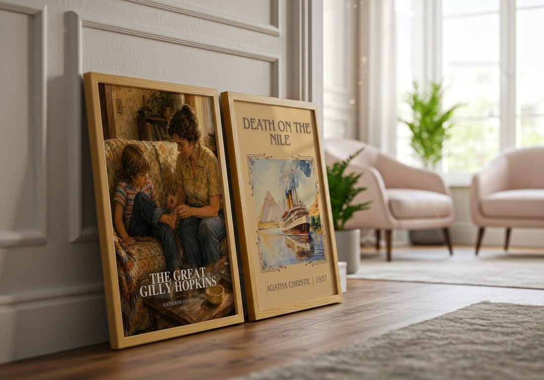 The Great Gilly Hopkins watercolour print framed by window – literary home decor