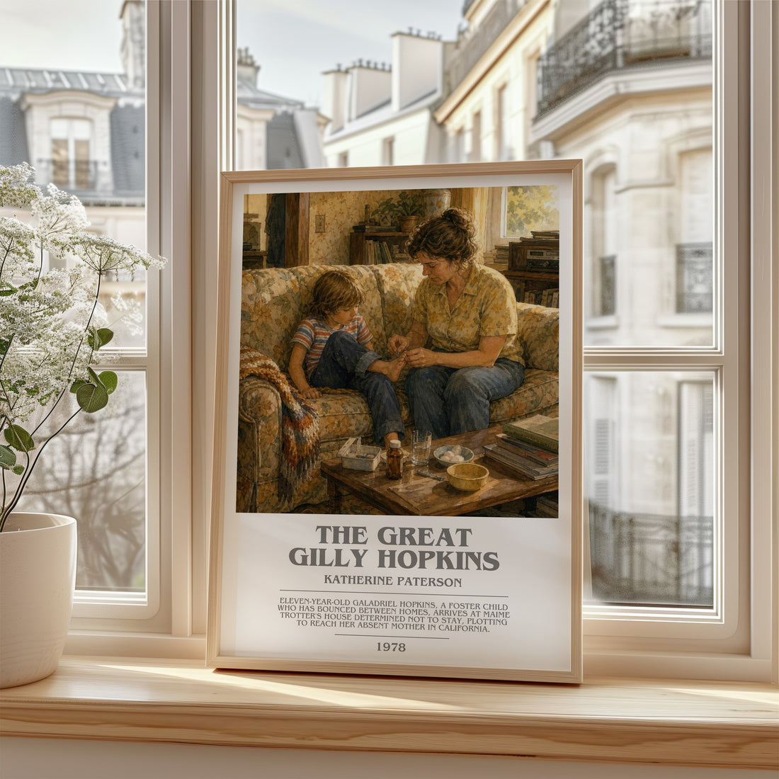 The Great Gilly Hopkins bookish poster colour and style options – Katherine Paterson book art