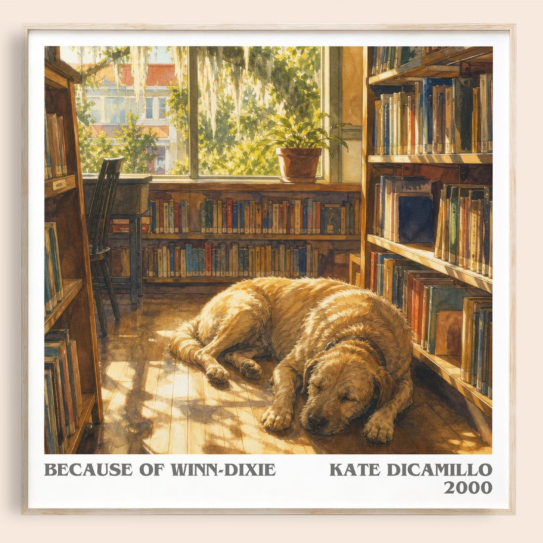 Because of Winn-Dixie literary book poster by Kate DiCamillo – framed literary art print