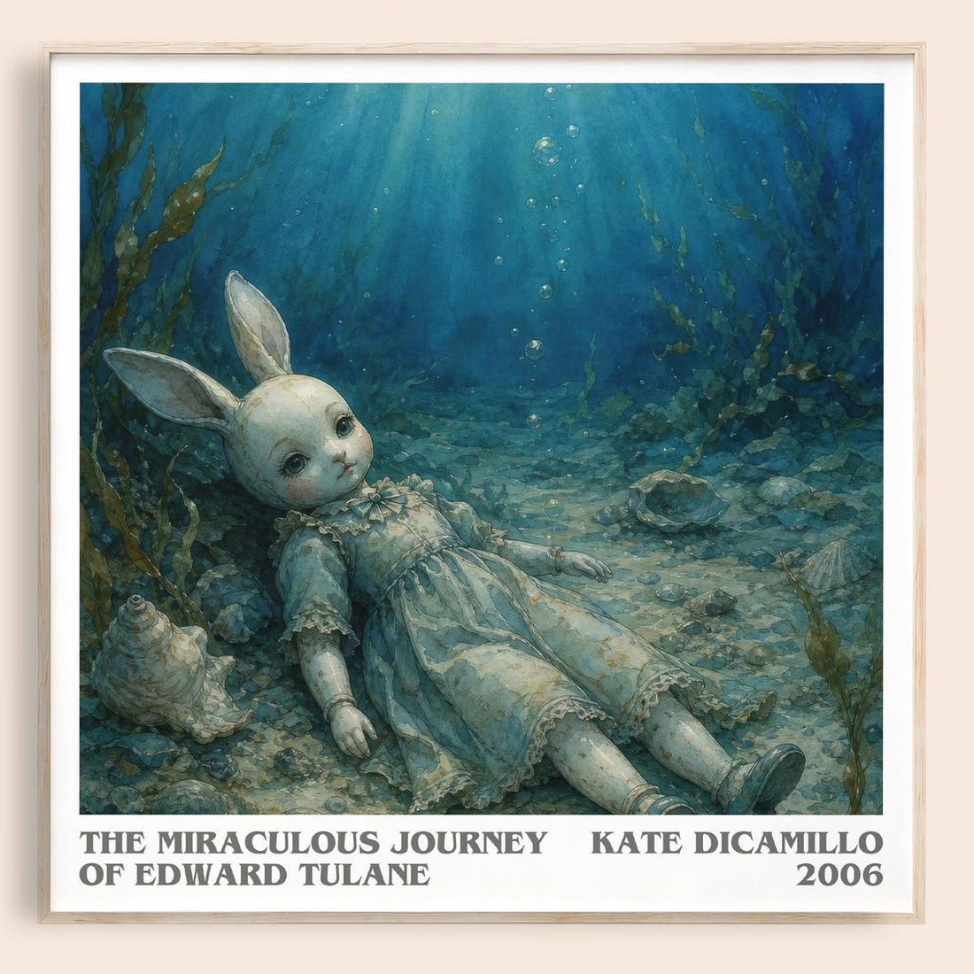 The Miraculous Journey of Edward Tulane literary book poster by Kate DiCamillo – framed literary art print