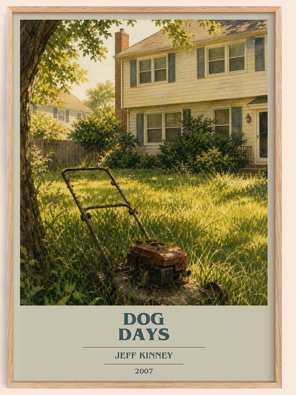 Dog Days book cover book poster by Jeff Kinney – framed literary art print