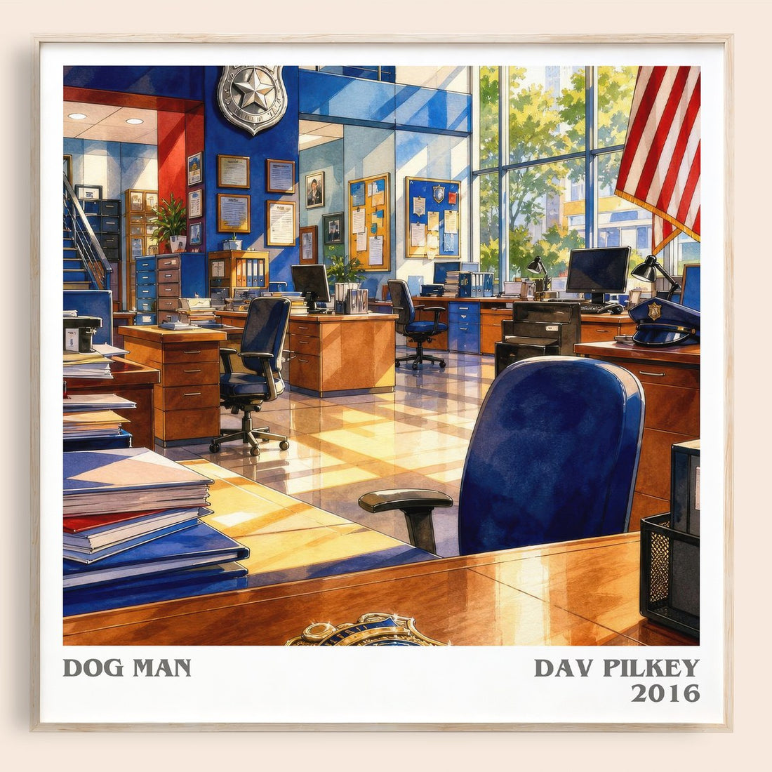 Dog Man literary book poster by Dav Pilkey – framed literary art print