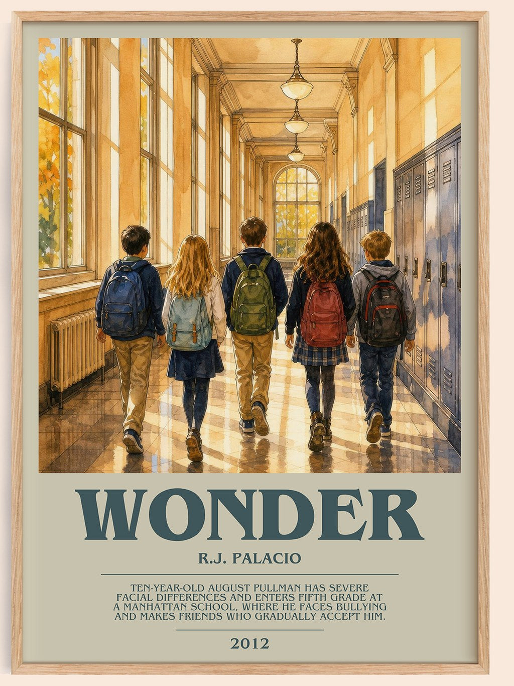 Wonder bookish book poster by R.J. Palacio – framed literary art print