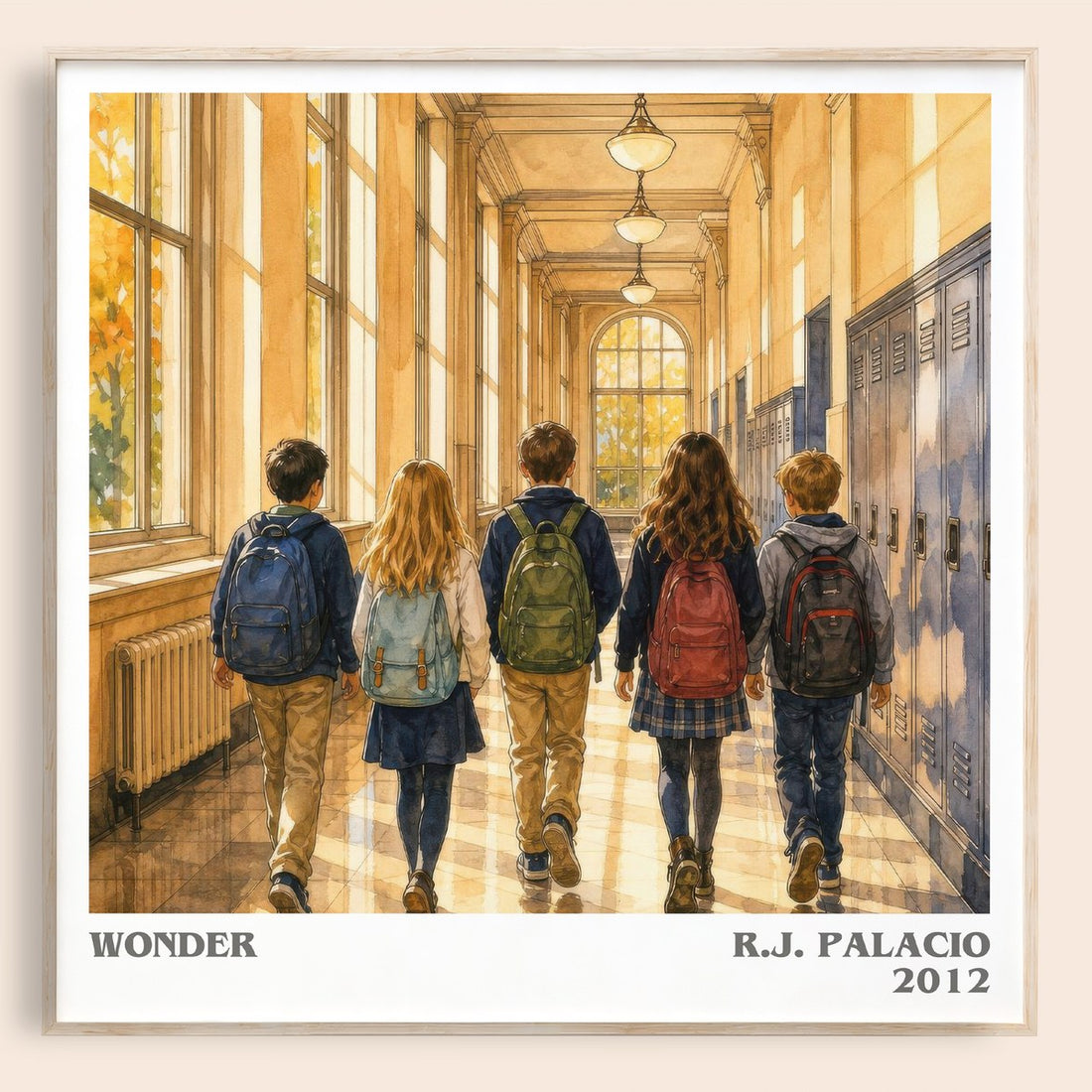 Wonder literary book poster by R.J. Palacio – framed literary art print