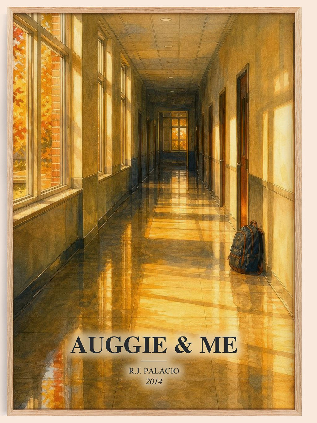Auggie & Me watercolour book poster by R.J. Palacio – framed literary art print