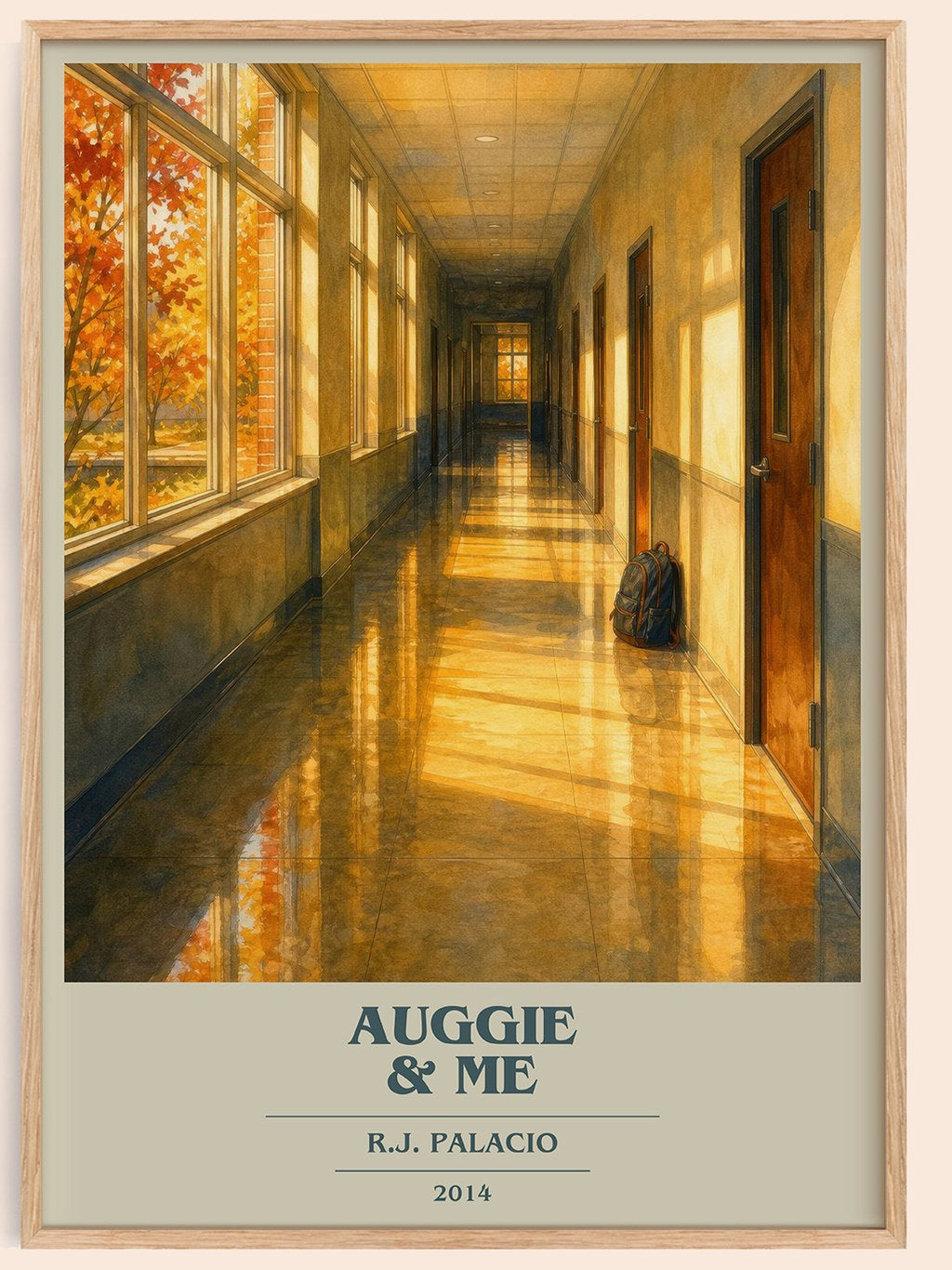 Auggie & Me book cover book poster by R.J. Palacio – framed literary art print