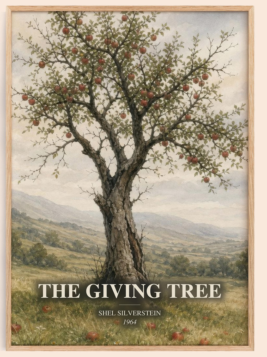 The Giving Tree watercolour book poster by Shel Silverstein – framed literary art print