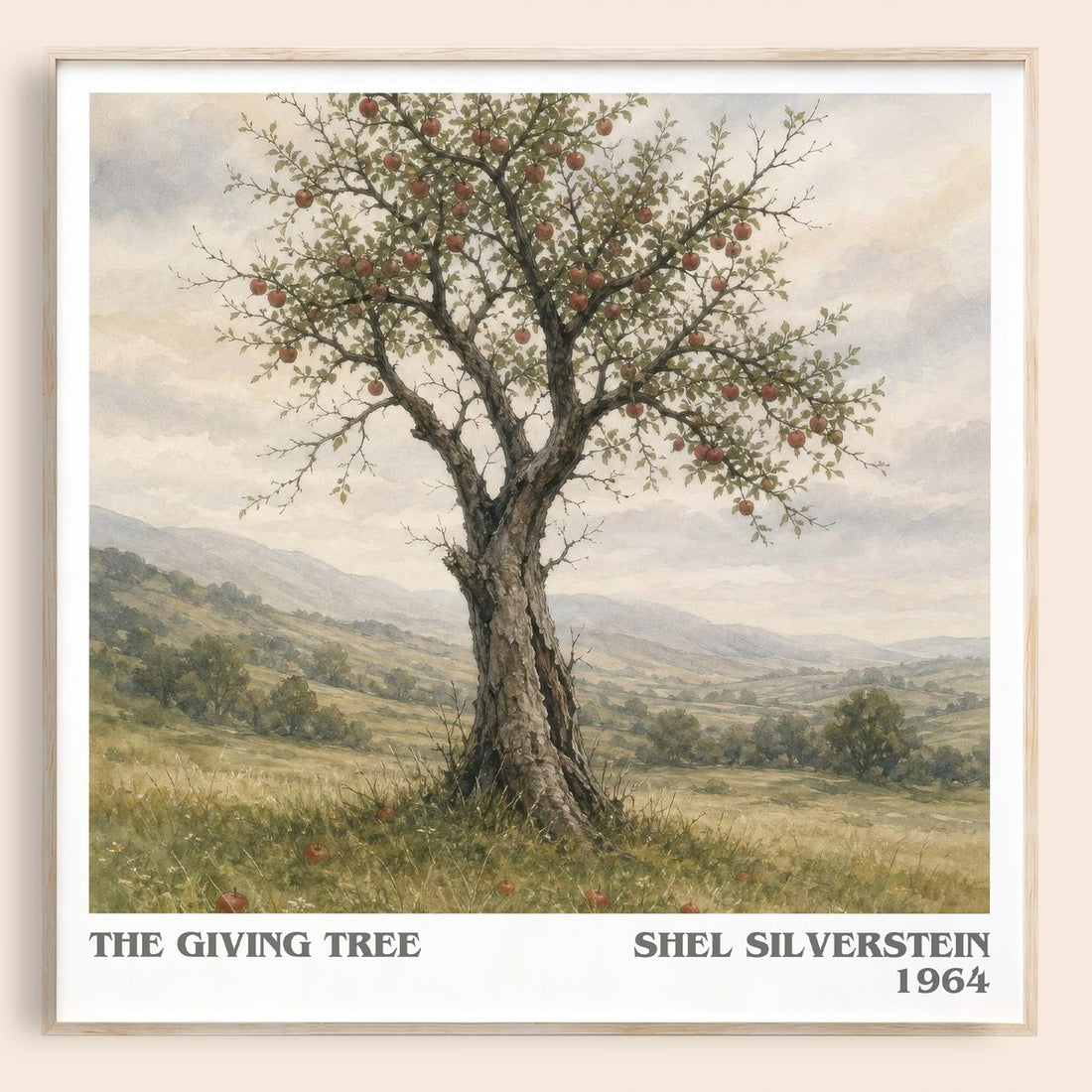 The Giving Tree literary book poster by Shel Silverstein – framed literary art print