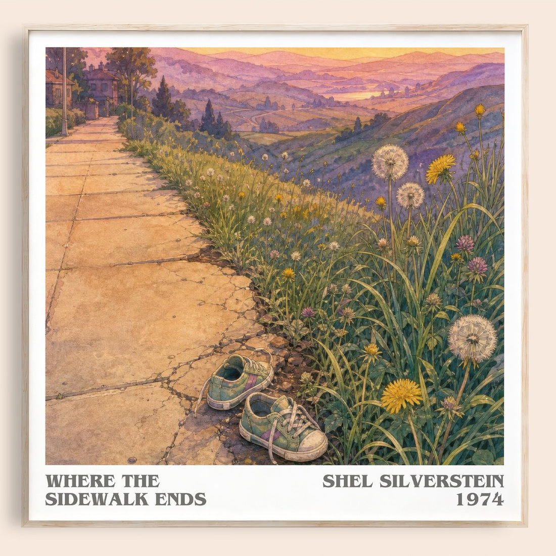 Where the Sidewalk Ends literary book poster by Shel Silverstein – framed literary art print